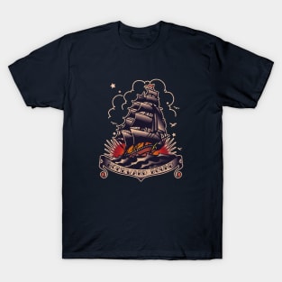 Traditional Tattoo Ship and sunset Homeward Bound T-Shirt